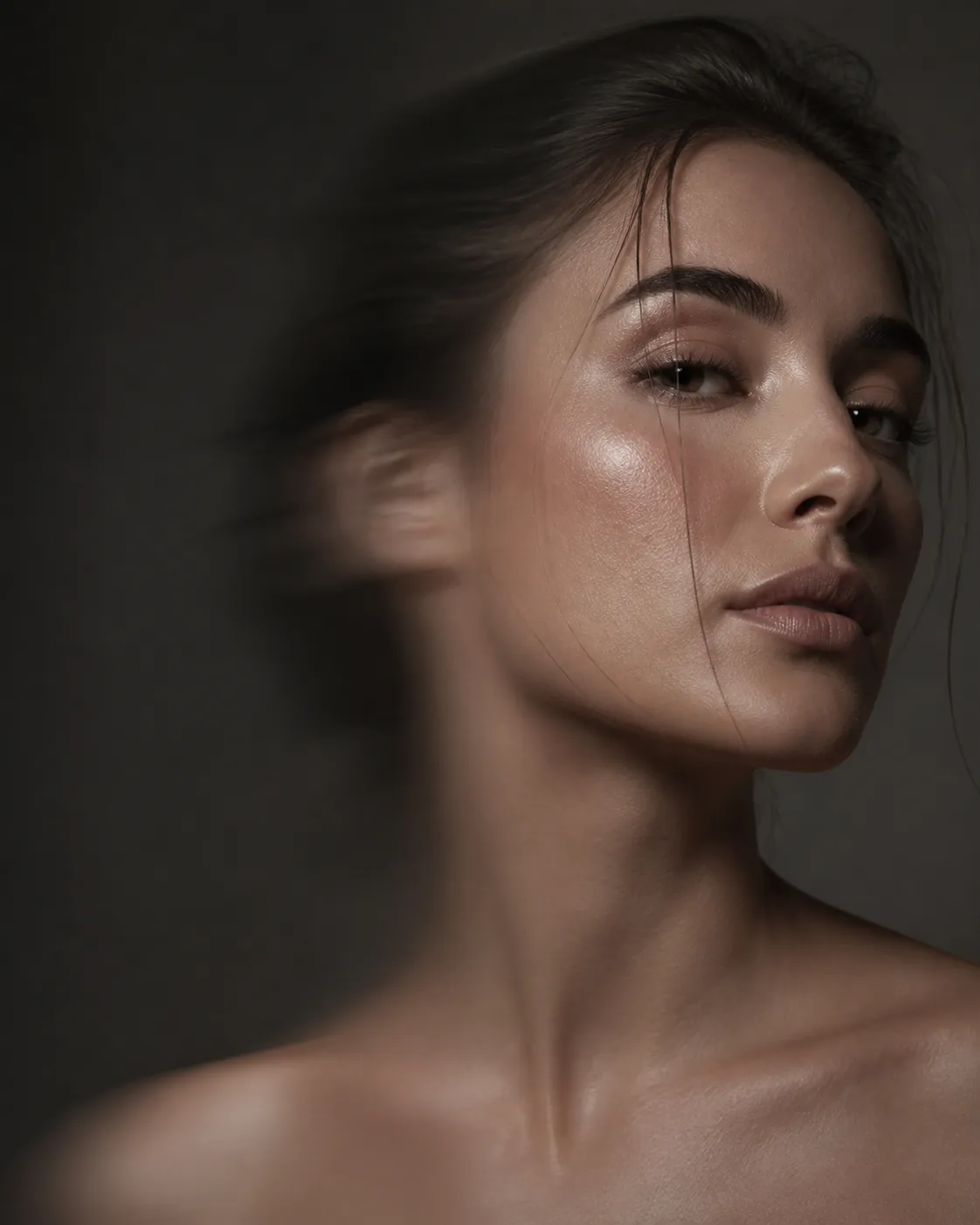Beauty portrét s jemným pohybovým rozostrením